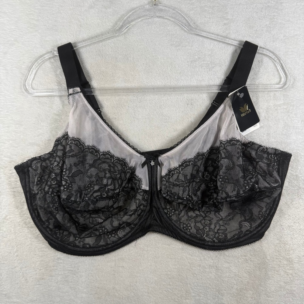 Wacoal 855186 Black Sand Floral Lace Underwire Bra 42G New With Tags